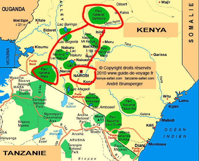 Carte plan - Safari Masaï Mara Samburu 8 jours
