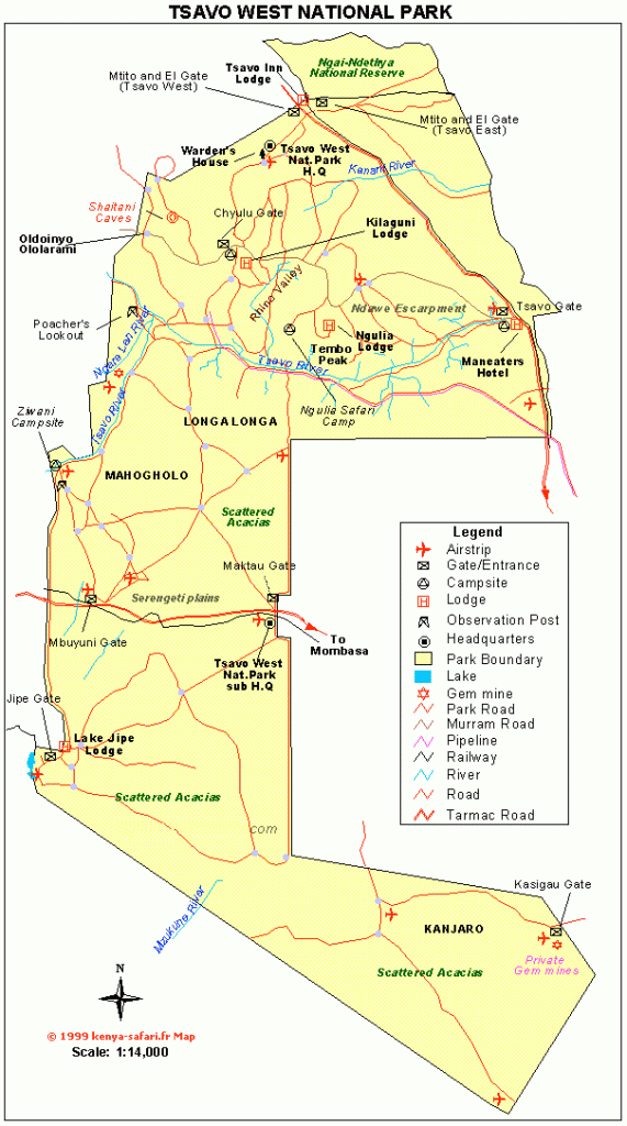 Carte et plan du parc de Tsavo Ouest - parcs et réserves -