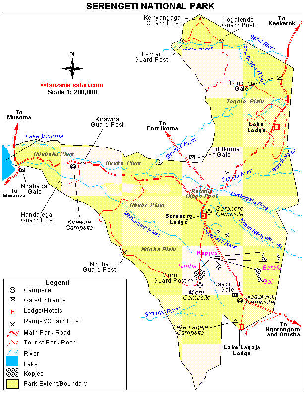 Carte plan - Safari Tanzanie Serengeti parc national de Tanzanie voyage